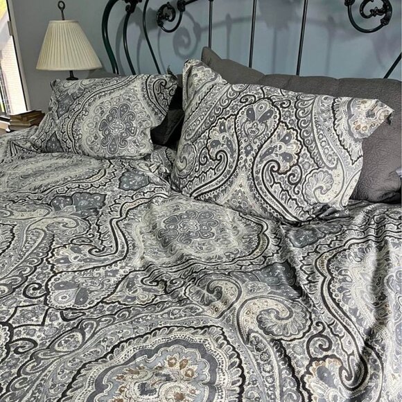 Pottery Barn F/Q ANTON Paisley COMFORTER With 2 Matching Standard Shams - Picture 2 of 5